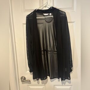 Susan Graver Sheer Black Open Cardigan